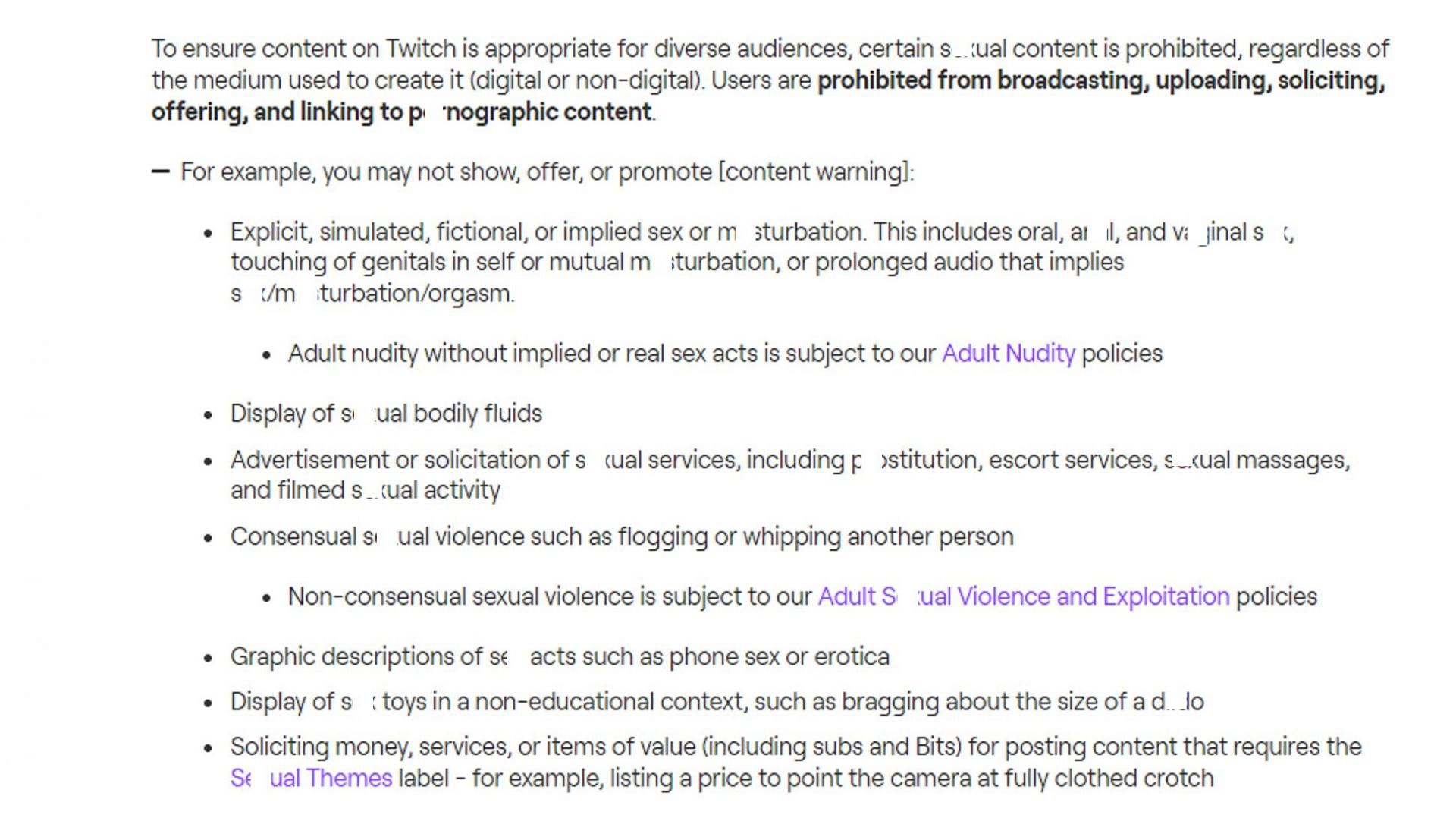 Platform's guidelines regarding s*xual content (Image via Twitchtv)